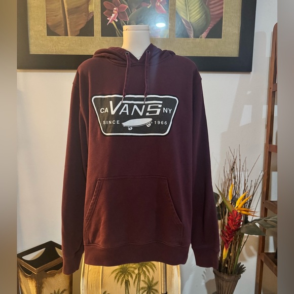 Vans Other - VANS OFF THE WALL HOODIE SWEATSHIRT MEN'S MEDIUM MAROON SKATEBOARD LONG SLEEVE